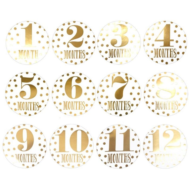 Autocollants Mensuelle Pour Nouveau-Né, 12 Pièces, Femmes Enceintes De 1 À 12 Mois, Jalons, Mémoire, Accessoires De Photographie, Carte Commémorative Pour Enfants