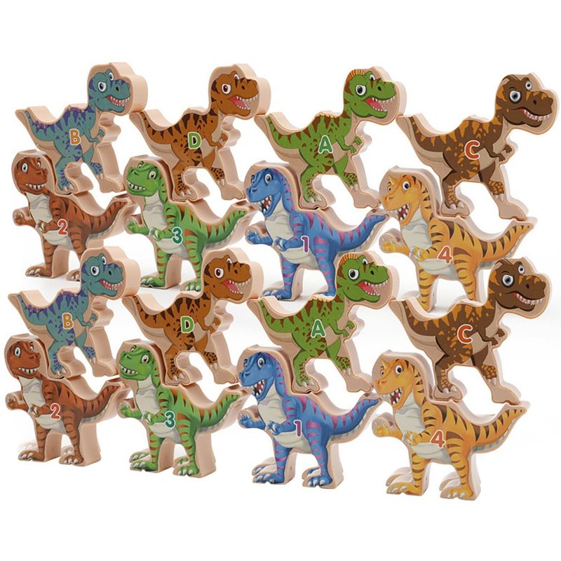Jouets De Dinosaures En Bois, Jeux D'Équilibre Pour Garçons Et Filles D'Âge Préscolaire, Blocs De Construction À Empiler Éducatifs Montessori, Cadeaux D'Anniversaire