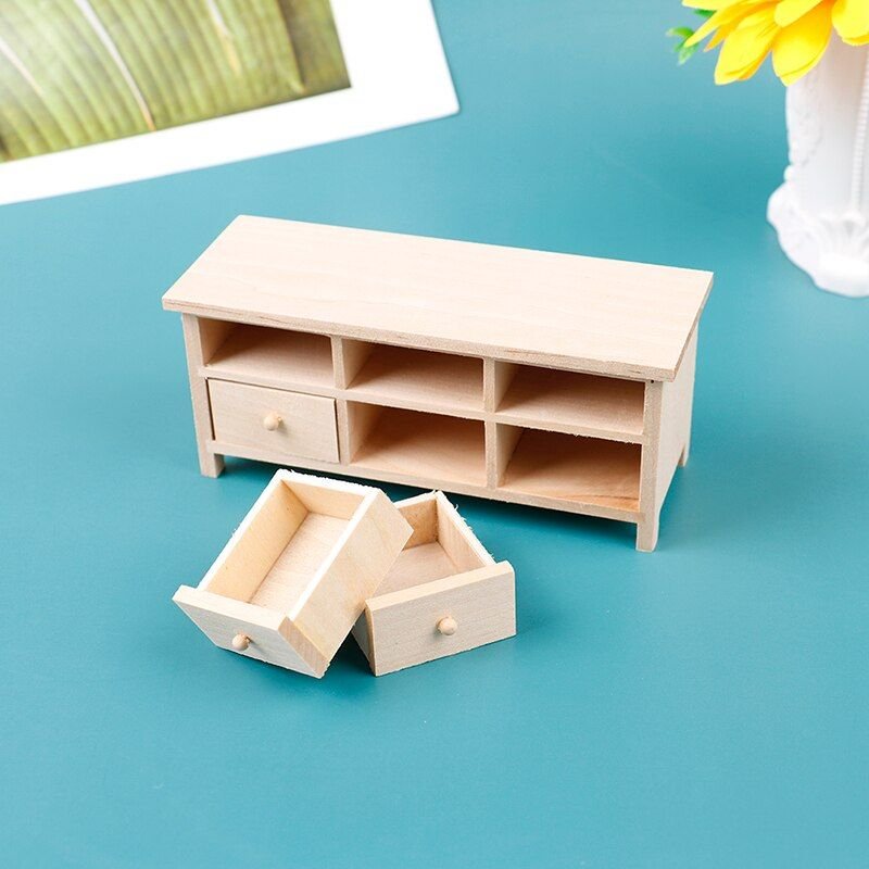 Maison De Poupée Miniature En Bois, Casier De Meuble, Accessoires De Jouets 1:12, Meuble Tv