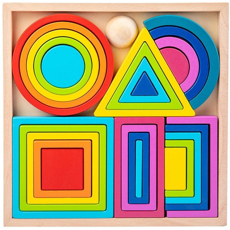 Blocs De Construction En Bois Naturel, Jouets Éducatifs Montessori Pour Bébé