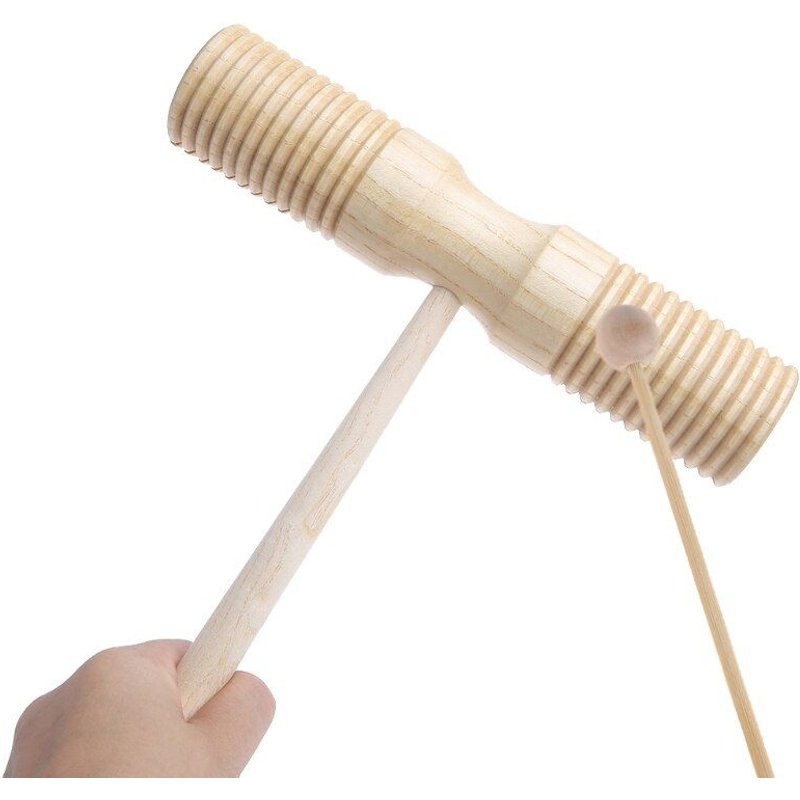 Batteur De Bloc De Bois À Deux Tons, Jouet De Percussion Guiro À Poignée En Bois