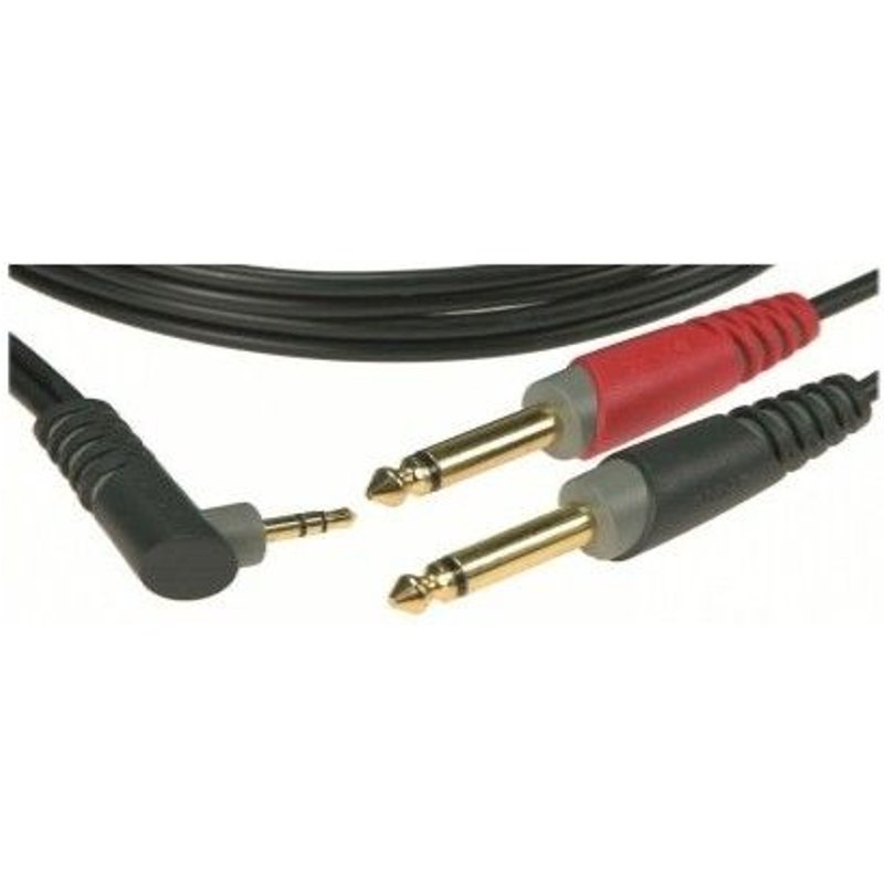 Câble mini-Jack mâle TRS coudé / 2x Jacks mâles TS, 1m