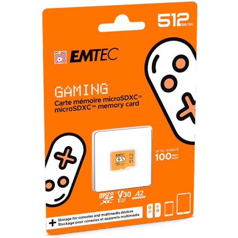 EMTEC Gaming - Carte mémoire flash - 512 Go - A2 / Video Class V30 / UHS-I U3 - microSDXC UHS-I - orange