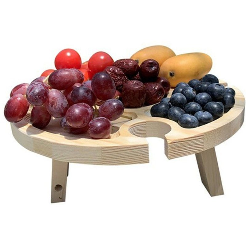 Table De Pique-Nique Pliante En Bois, Avec Porte-Verre, Support Pour Verres À Vin, Portable, Pour L'extérieur, 2 En 1