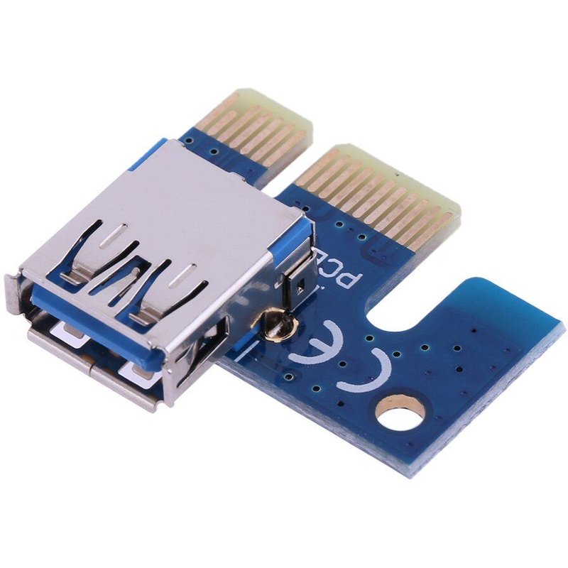 Adaptateur PCI E X1 PCIe 1X vers USB 3.0, adaptateur pour PCI Express Riser Mining BTC Miner avec Interface 6 broches 12VDC-DC puissance améliorée S