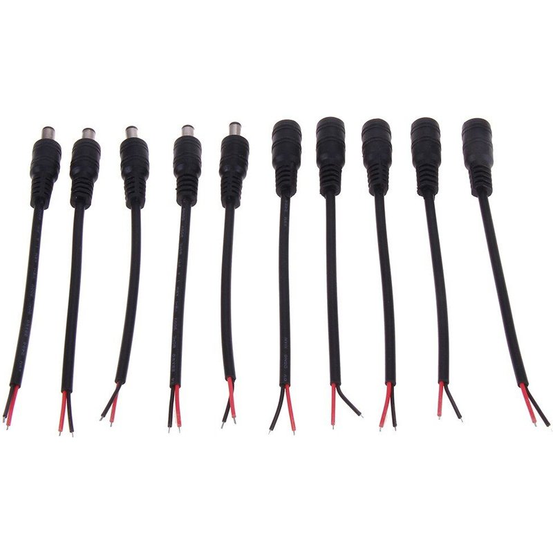 Connecteurs DC avec boucle de verrouillage, 5.5x2.1mm, adaptateur Jack mâle femelle, câble Audio, prise stéréo pour écouteurs, casque, 5 pièces