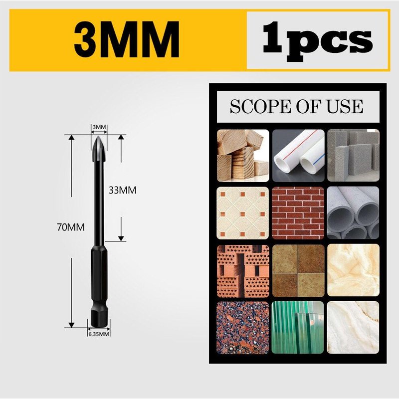 Mèches de perçage de 3 à 12mm, outils de perçage universels, outils pour le travail du bois, fraises à bois, foret à trous de verre, foret à noyau