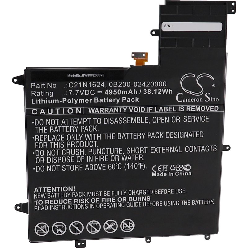 vhbw Batterie compatible avec Asus ZenBook Flip S UX370UA-XB74T-BL, UX370UA-XH74T-BL ordinateur portable (4950mAh, 7,7V, Li-polymère)