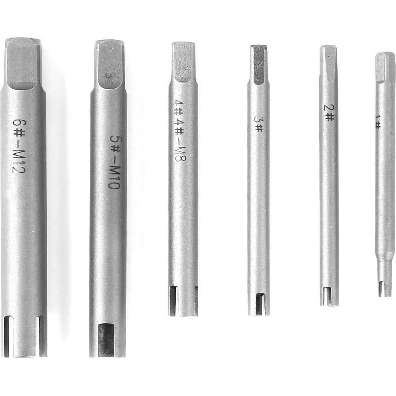 Kit de dissolvant de boulon endommagé, extracteur de goujons, extracteur de vis, têtes cassées en acier, jeu d'extraction de robinets, 6 pièces
