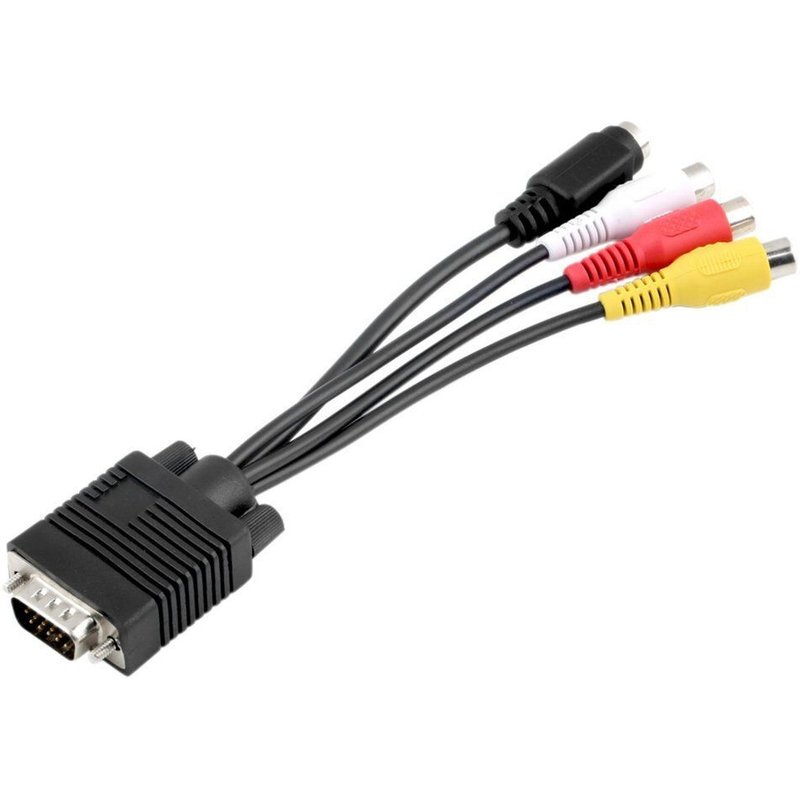 câble de convertisseur VGA vers sortie vidéo, VGA SVGA vers S-VIDEO, 3 RCA femelle, adaptateur s-vidéo AV, lot de 1, poly-sac