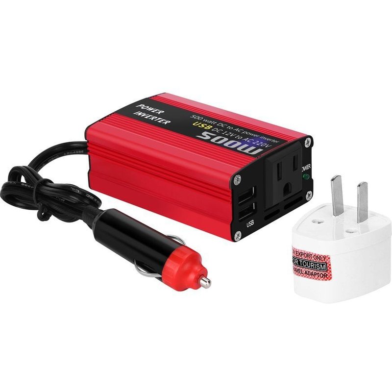 Convertisseur de puissance 500W cc à ca 12V à 110V 220V AC, transformateur automatique de voiture avec adaptateur de voiture à double USB
