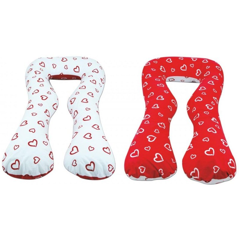 Coussin Usages Multiples Coeurs Blancs Sur Fond Rouge - Coeurs Rouges Sur F