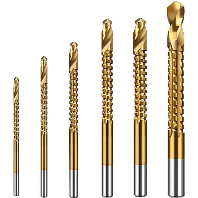 Jeu de forets hélicoïdaux multifonctionnels 6 pièces, revêtement en titane, vis en spirale, robinet Composite métrique
