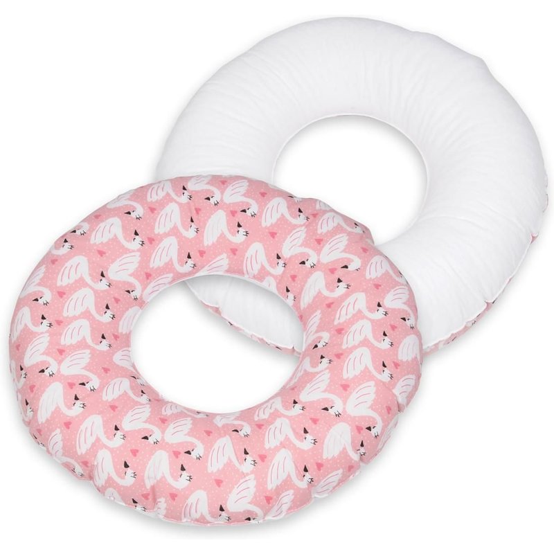 Coussin Rond Post Natal Cygnes - Blanc