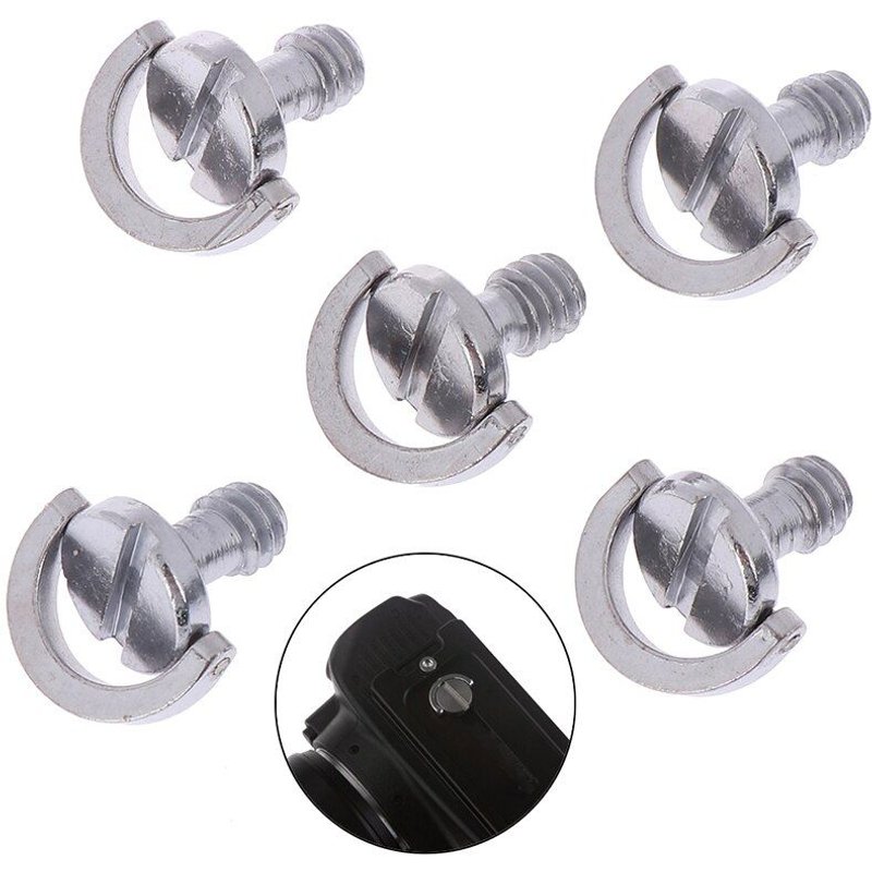 Vis de caméra 1/4 pour plaque à dégagement rapide, anneau en D pliant, vis d'adaptation pour trépied, fabrication de précision, 5 pièces