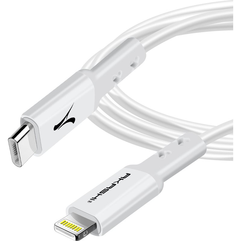 Câble USB-C vers Lightning Charge Rapide 3A Charge Synchro 3m Akashi Blanc