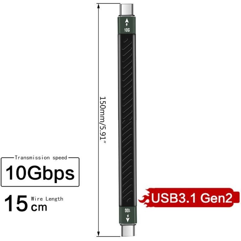 Câble USB Thunderbolt 3 PD 60W, 40Gbps, usb-c vers C, Fast, certifié avec Emark