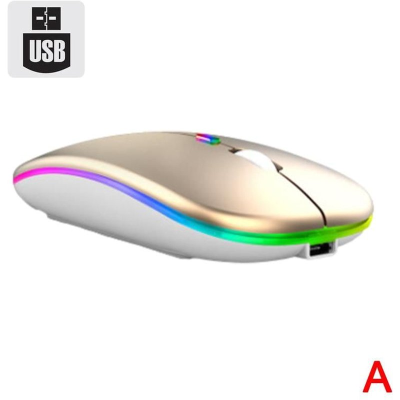 Souris D'Ordinateur Sans Fil, Silencieuse, Ergonomique, Rechargeable, Avec Rétroéclairage Led, Usb, Pour Pc Et Ordinateur Portable