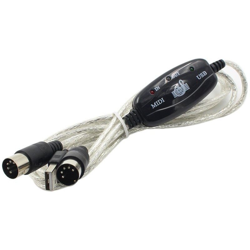 Convertisseur de câble USB MIDI de 2M pour clavier de musique, entrée-sortie, noir