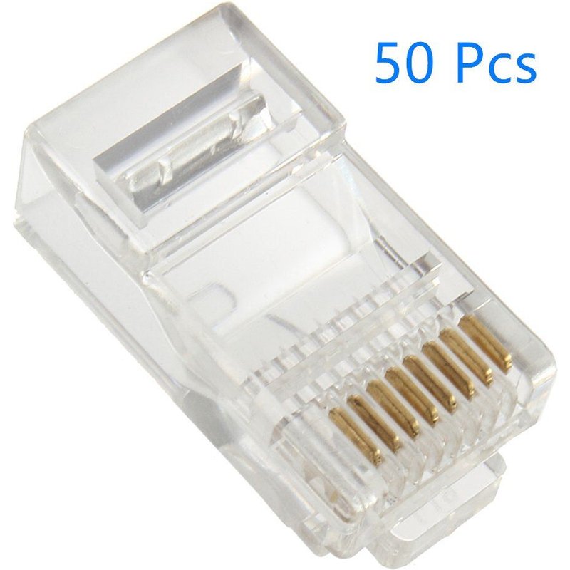 Terminal de câble Transparent en cristal, 50 pièces, 20 pièces, tête en cristal, prise modulaire RJ45 CAT5 CAT5E, connecteur réseau plaqué or