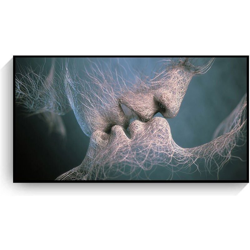 Toile De Peinture Avec Personnage De La Ligne Abstraite Nordique, Décoration De Lit, Affiche D'art Imprimée, Image De Mariage, Décoration De Maison, Autocollants Muraux 40*40cm