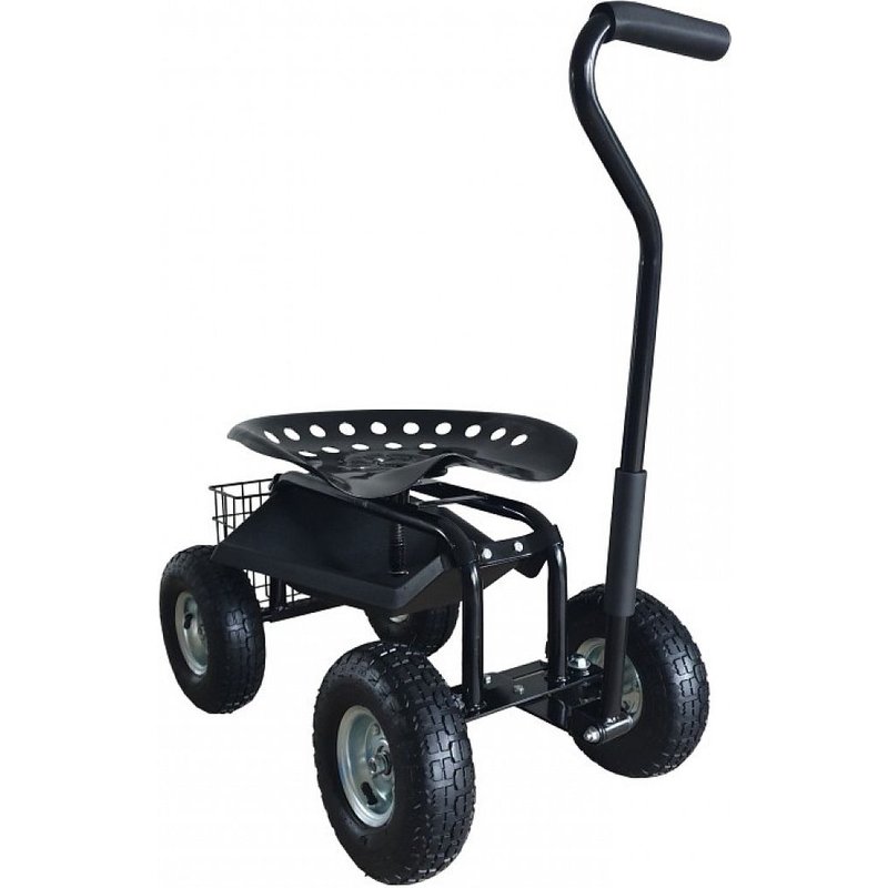 Siège De Jardin Sur Roues En Noir Tabouret Pour Jardinier Avec Bac De Rangement Chariot Pour Le Jardinage En Métal Avec Charge Max. 150 Kg - Axi Ag22