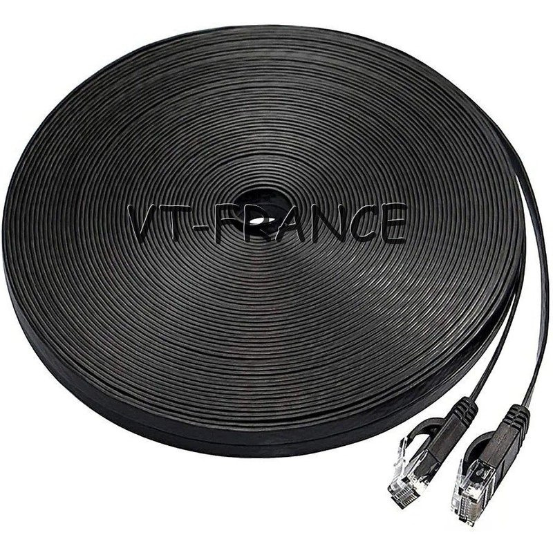 Cable Ethernet Plat Blinde CAT6 RJ45 10GB, Couleur: Noir, Longueur: 40m