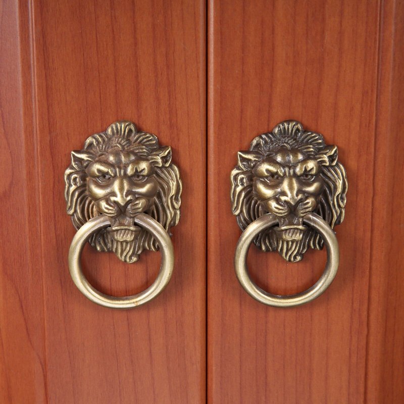 PoignĂ©e de meuble Antique en alliage, 1 piĂšce, anneau de porte, bĂȘte pour tĂȘte de Lion, poignĂ©e de garde-robe, tiroir, porte, dĂ©coration rĂ©tro avec vis