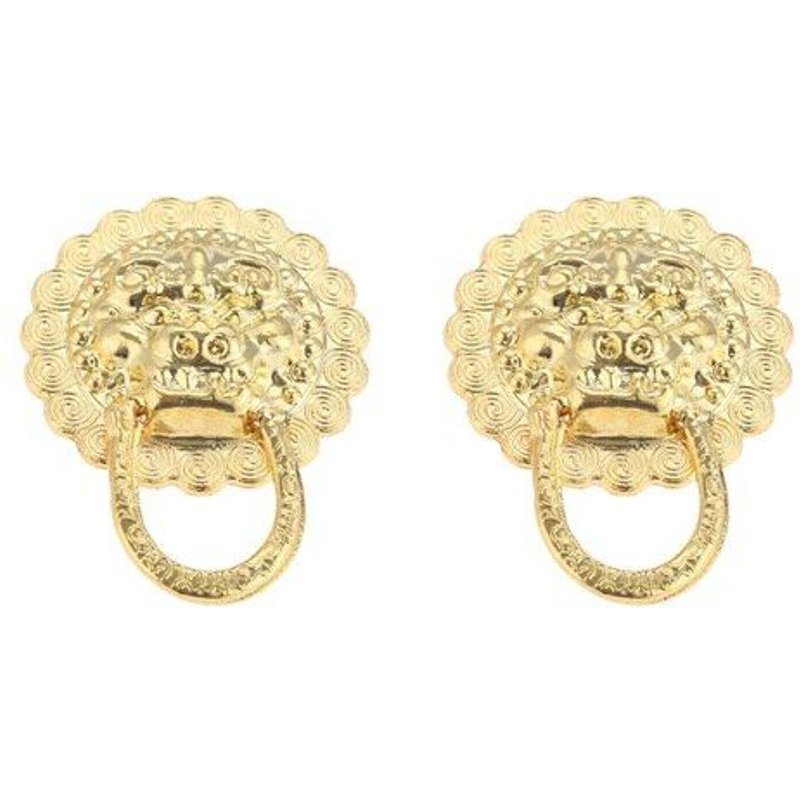 Poignées de meuble Vintage en forme de tête de Lion, 2 pièces, en or, pour portes, tiroirs et tiroirs