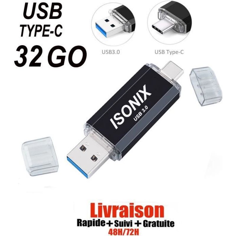 Clé USB C 32 Go Gb Type C OTG USB Flash Drive pour Android/PC NOIR
