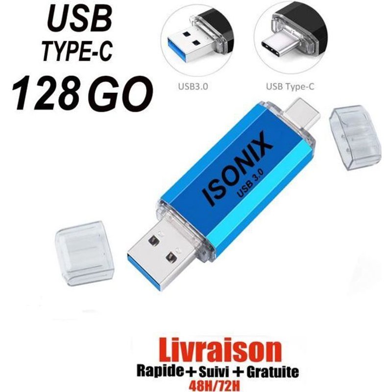 Clé USB 128 GO Type C OTG USB Flash Drive pour appareils Android/PC BLEUE
