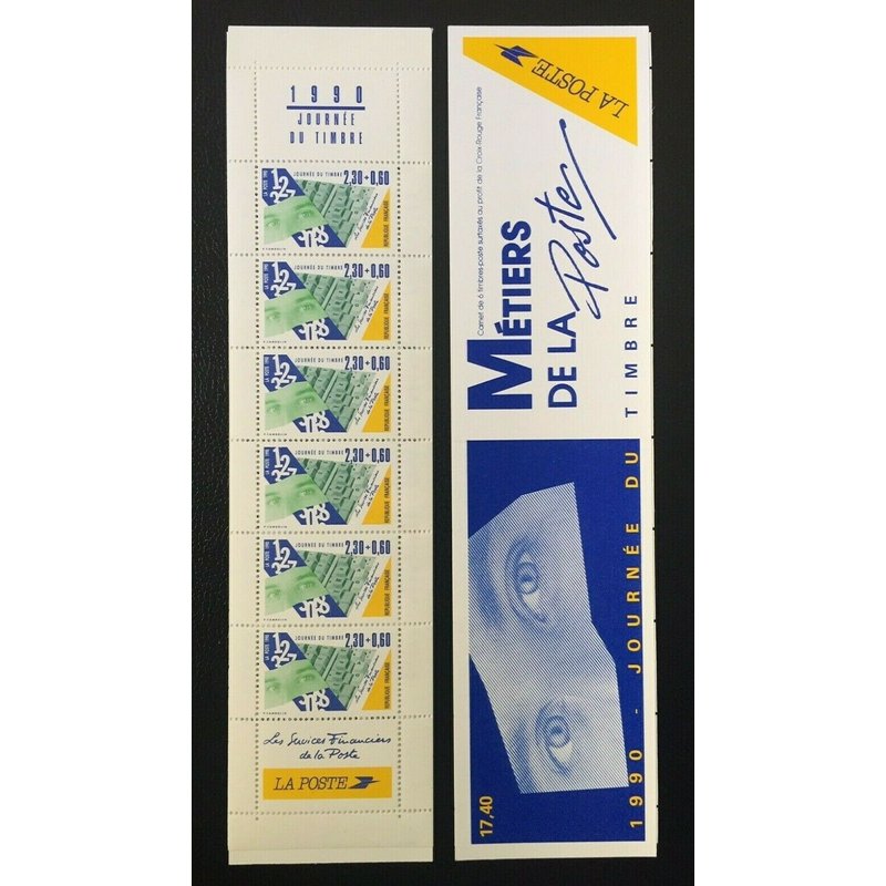 France 1990, Très Belle Bande Carnet Neuve** Luxe Yvert 2640a, Les Métiers De La Poste, 6 Timbres 2640, Les Services Financiers, Surtaxe Au Profit De La Croix Rouge.