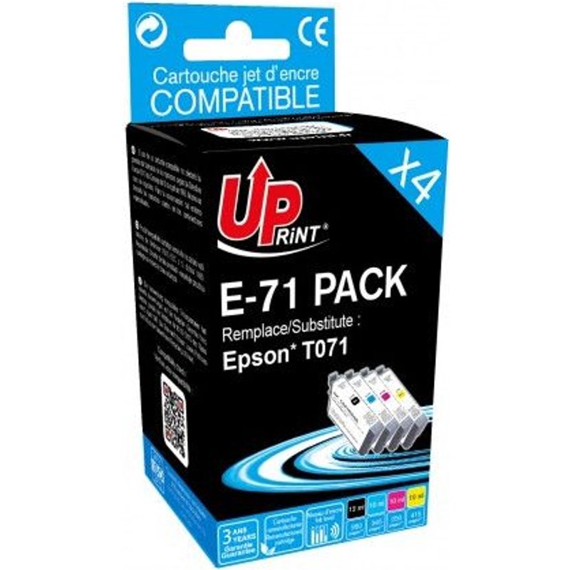 Pack De 4 Cartouches Compatibles Epson T0715 Guépard E-71 Upprint