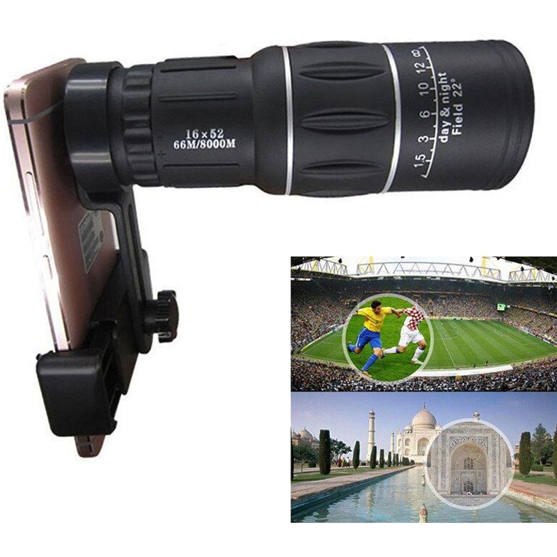 Télescope monoculaire 16x52 à double focalisation, Vision nocturne, pour l'extérieur, lentille optique, professionnel