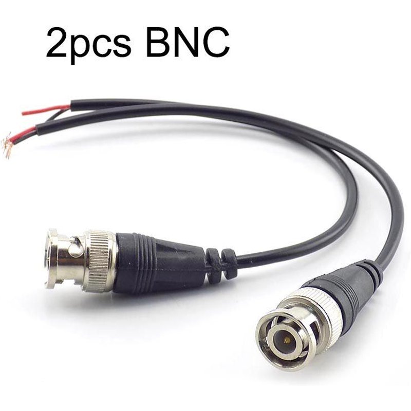 Connecteur BNC mâle à Double femelle, câble d'alimentation cc, queue de cochon, ligne d'adaptateur pour caméra de vidéosurveillance, sécurité à domicile, moniteur BNC, 2 pièces
