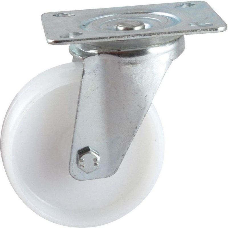 Roulette pivotante à platine AVL - Roue nylon blanc Ø 100 - Charge 150 kg - 590832O