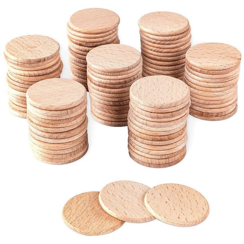 100 Pièces De Cercles Ronds Découpés En Bois Inachevé, Puces Pour Projets Artistiques Et Artisanaux, Pièces De Jeux De Société, Ornements, Tendance