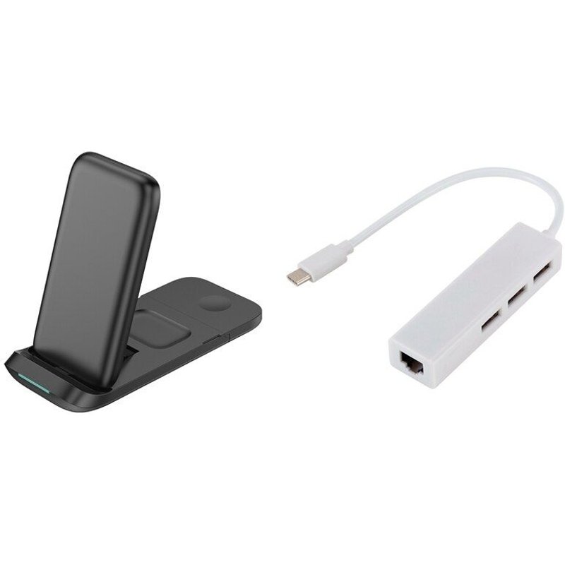 Adaptateur USB C vers Ethernet, HUB de Type C, USB 2.0/3.0/PD, carte réseau RJ45, 3 en 1, Station de recharge sans fil