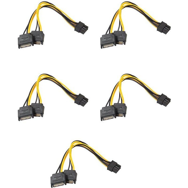 Câble adaptateur d'alimentation double SATA 15 broches à 8 broches, 5 pièces, 20cm, PCIE