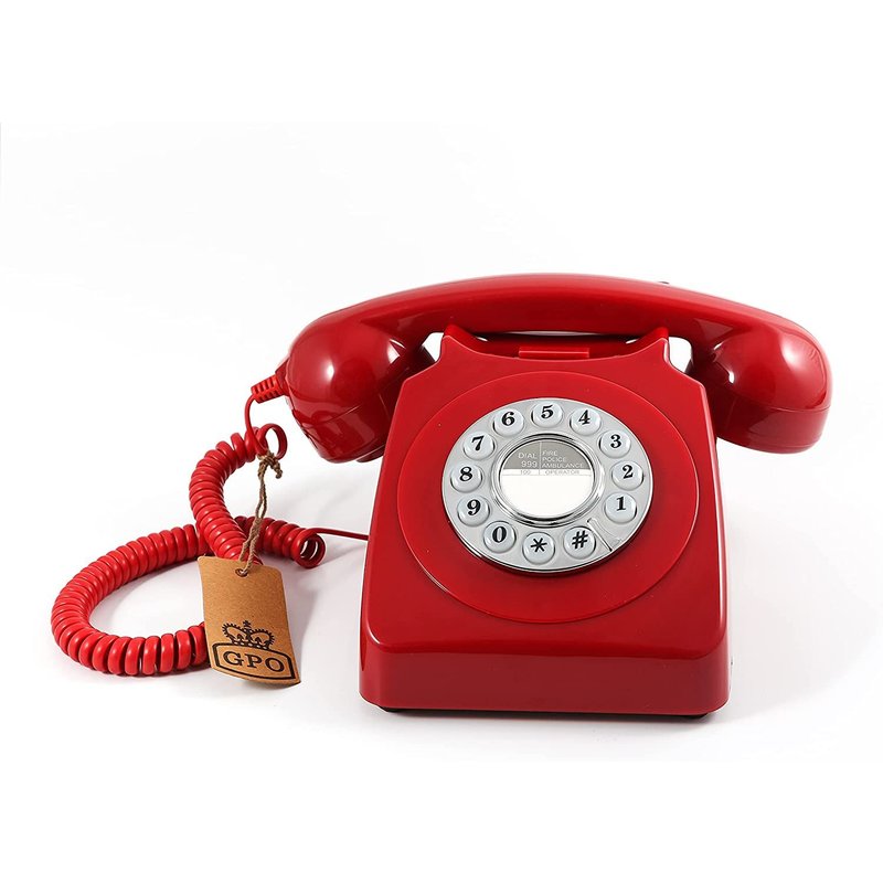Gpo 746 téléphone fixe rétro bouton poussoir - rouge