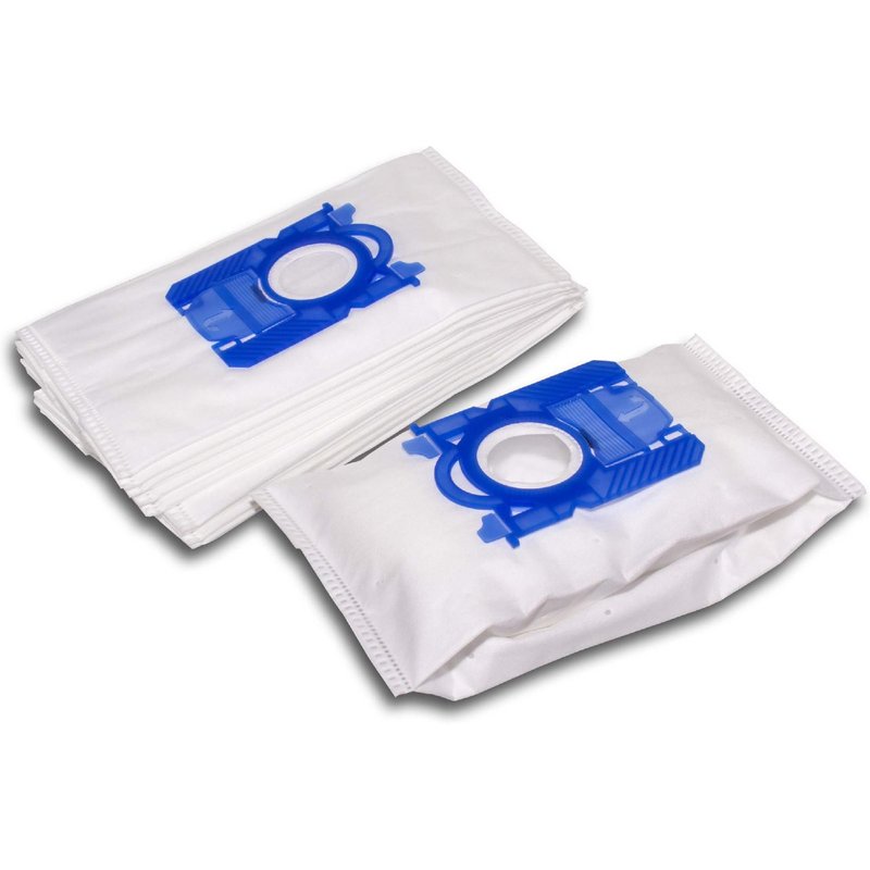 vhbw 10x Sacs compatible avec Philips HR 8350 - 8367 Impact aspirateur - microfibres non tissées, 28cm x 17,5cm, blanc / bleu