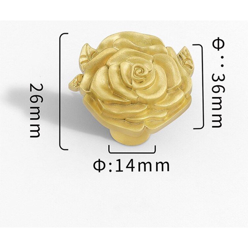 Pommeau de porte en laiton en forme de Rose, 1 pièce, poignées de meuble en forme de fleur, pour placard, tiroir, décoration DIY
