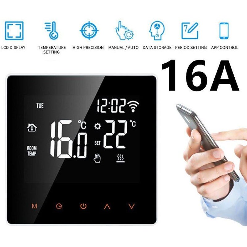 Thermostat WiFi intelligent, écran tactile LCD, pour chauffage électrique au sol, télécommande de température de chaudière à eau/gaz