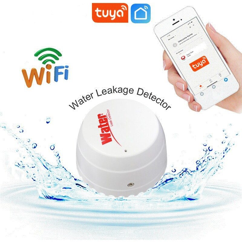 Détecteur de fuite d'eau Wifi Tuya, capteur d'alarme sonore Tuyasmart Smart Life, alerte de débordement, sécurité