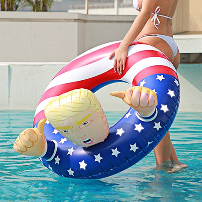 100 Cm / 39,4 Pouces Anneau De Bain Gonflable Flotteur Jouant De L'eau De Style Étoiles Et Rayures Pour Fête De Plage D'été