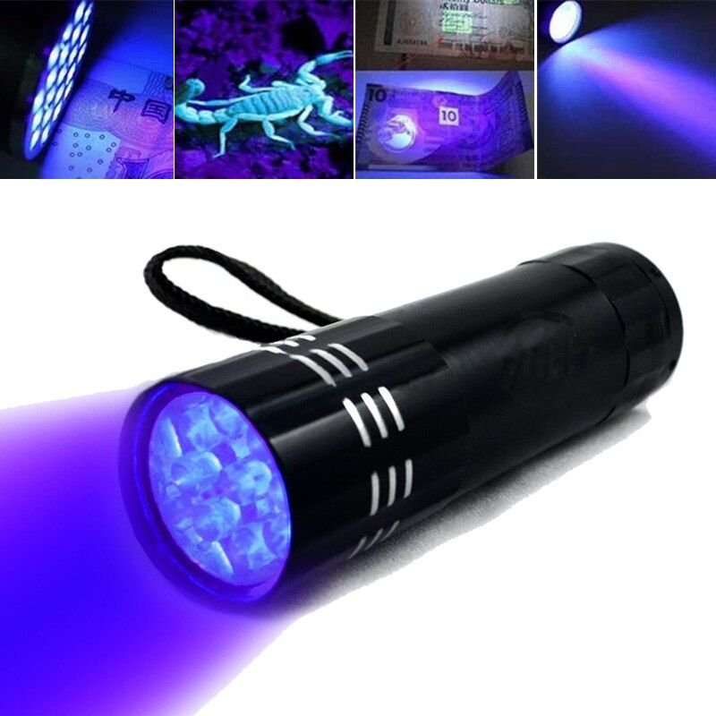 Mini lampe de poche à 9led UV, ultraviolette, Invisible, détection de marqueur d'encre, torche, 3AAA