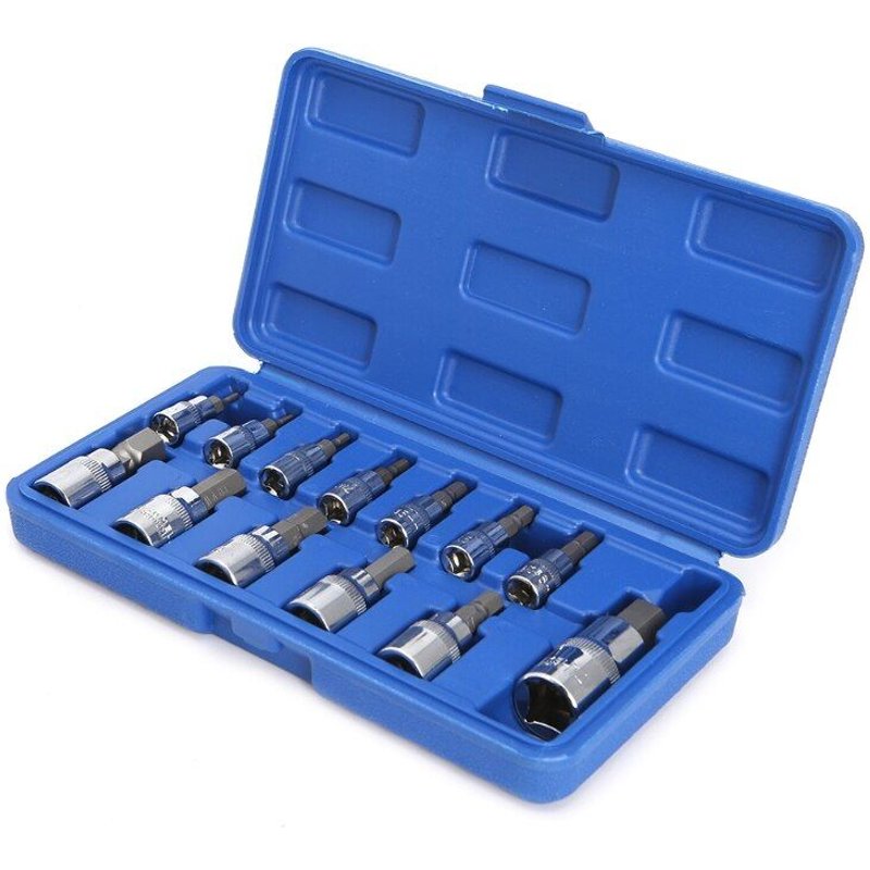 Clé à cliquet hexagonale métrique Allen, ensemble de 13 pièces, clé à cliquet hexagonale 1/4 "3/8" 1/2 "outils pour douilles d'entraînement