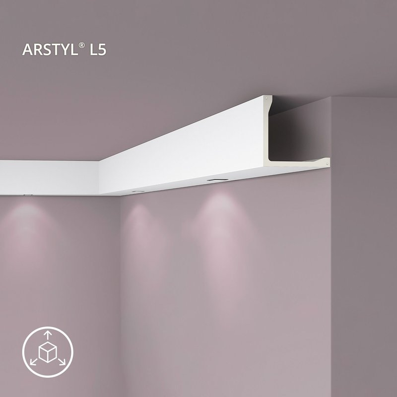 Moulure couvrante NMC L5 ARSTYL Noel Marquet Moulure décorative Corniche Moulure décorative Éclairage direct design moderne blanc 2 m