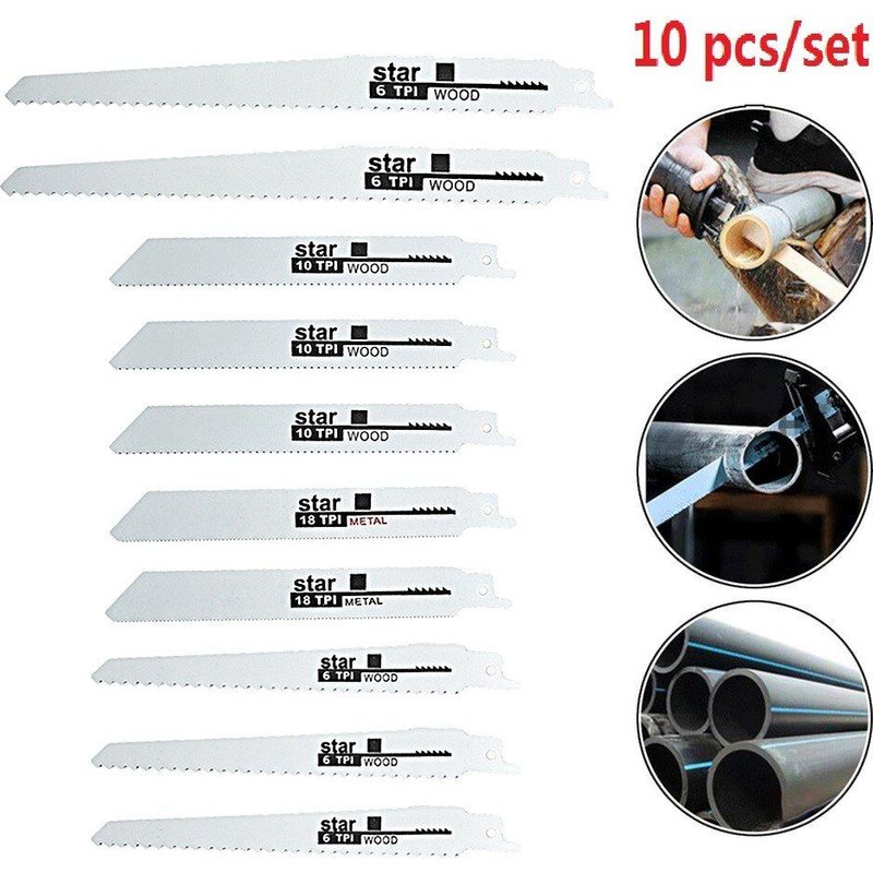 Lames de scie alternatives bimétalliques à haute résistance, 10 pièces, lame de scie sabre étendue pour le métal, accessoire de coupe pour le travail du bois