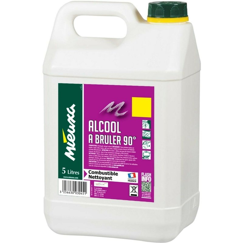 Alcool à brûler 90° 5 L - MIEUXA - 10347